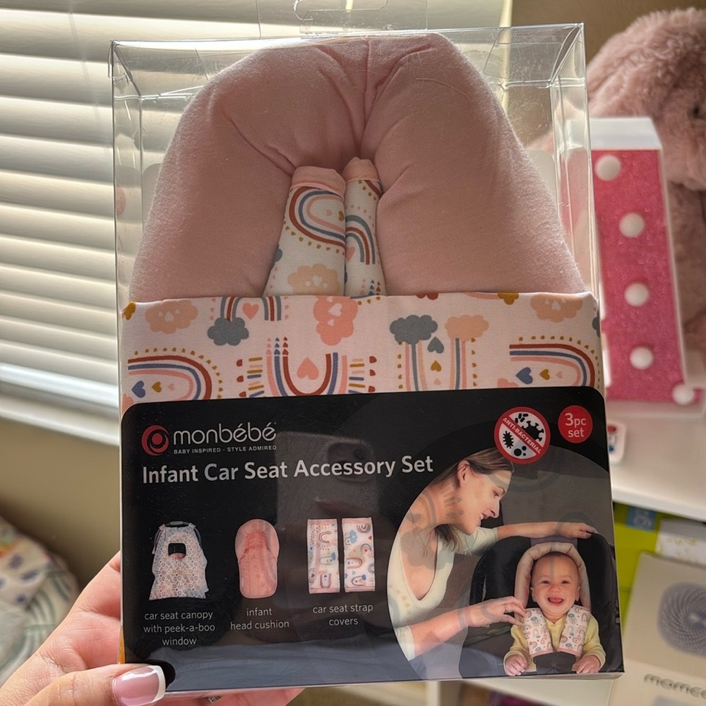 Infant car seat accessories for a babygirl